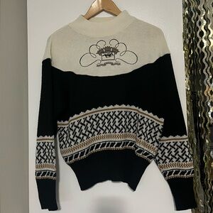 Vintage knit sweater with embroidered horse and crown black and white 90s #retro